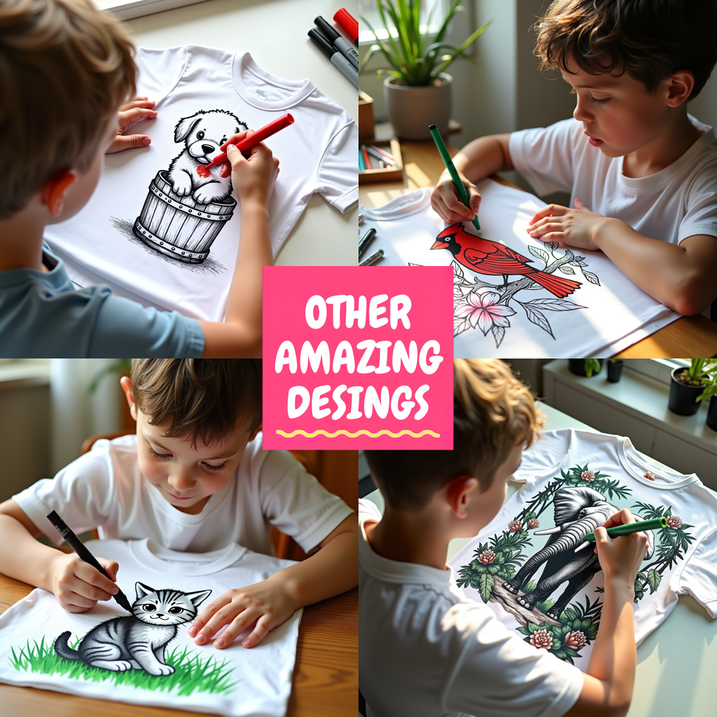Women's T-shirt Coloring Kit with 10 Fabric Markers - Puppy