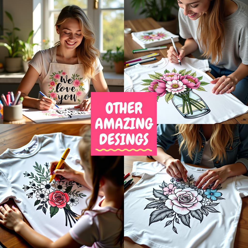 Women's T-shirt Coloring Kit with 10 Fabric Markers - Stained Glass