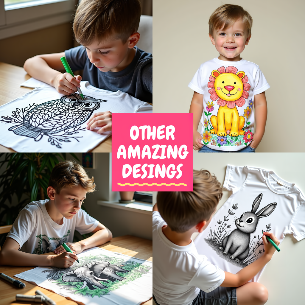 Kid's T-shirt Coloring Kit with 10 Fabric Markers - Owl