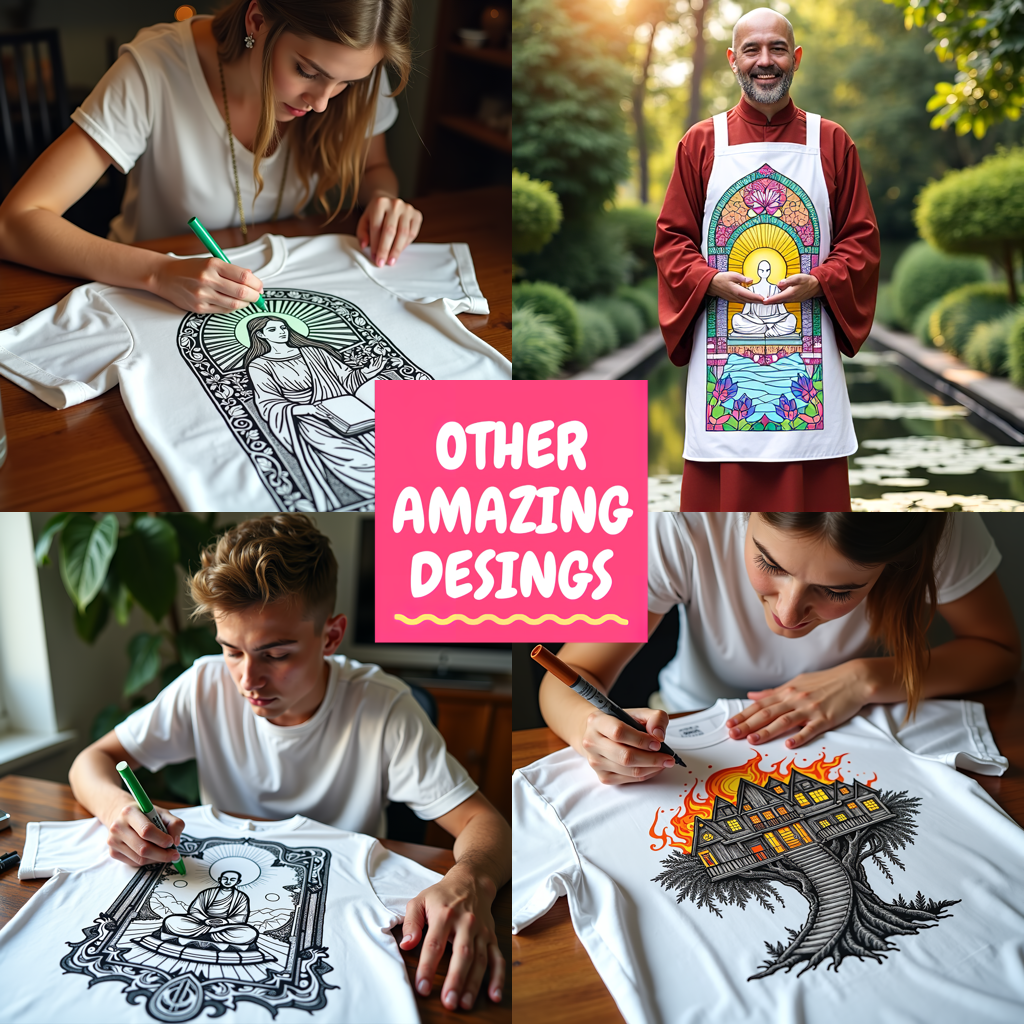 Adult Sweatshirt Coloring Kit with 10 Fabric Markers - Stained Glass