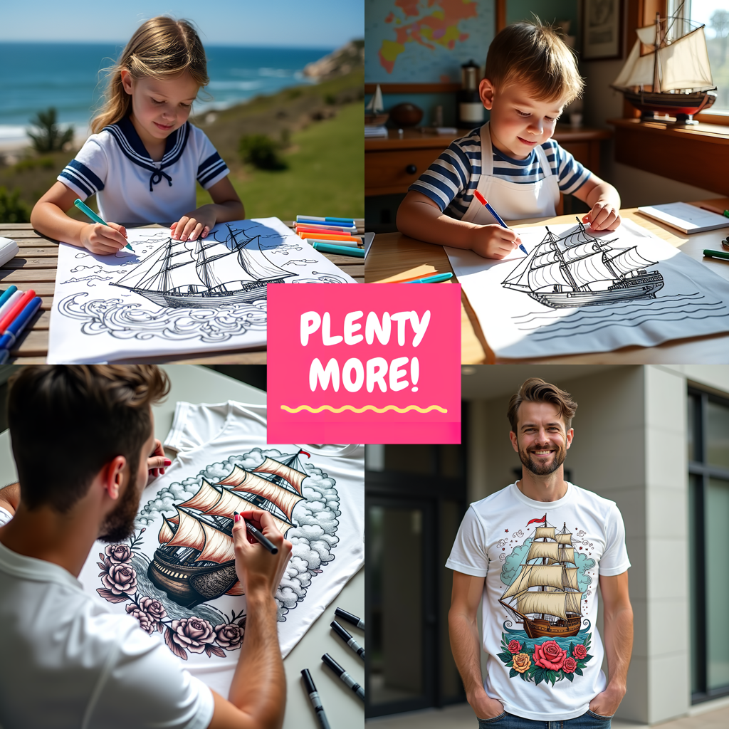 FREE Sailing Ship Coloring Page - Printable Ocean Adventure with Roses and Foliage Download