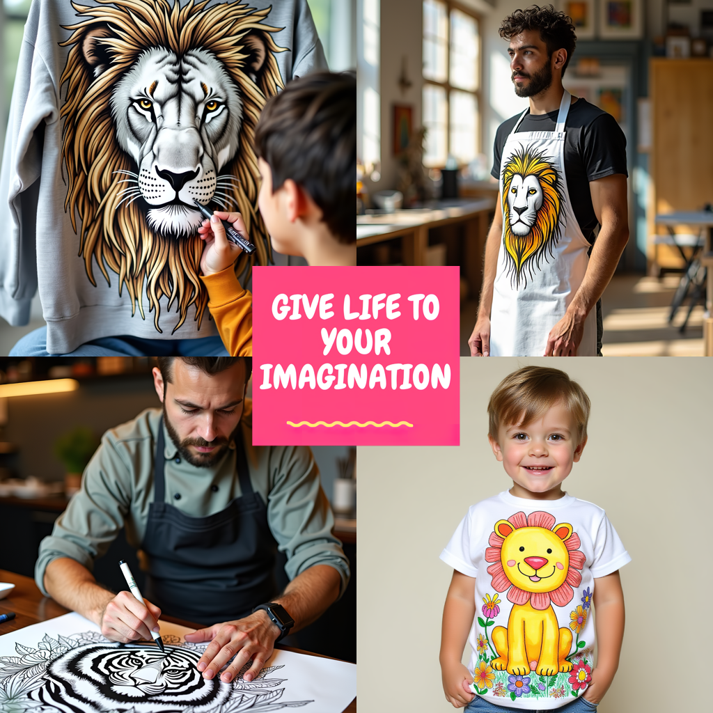 Adult Sweatshirt Coloring Kit with 10 Fabric Markers - Lion Family