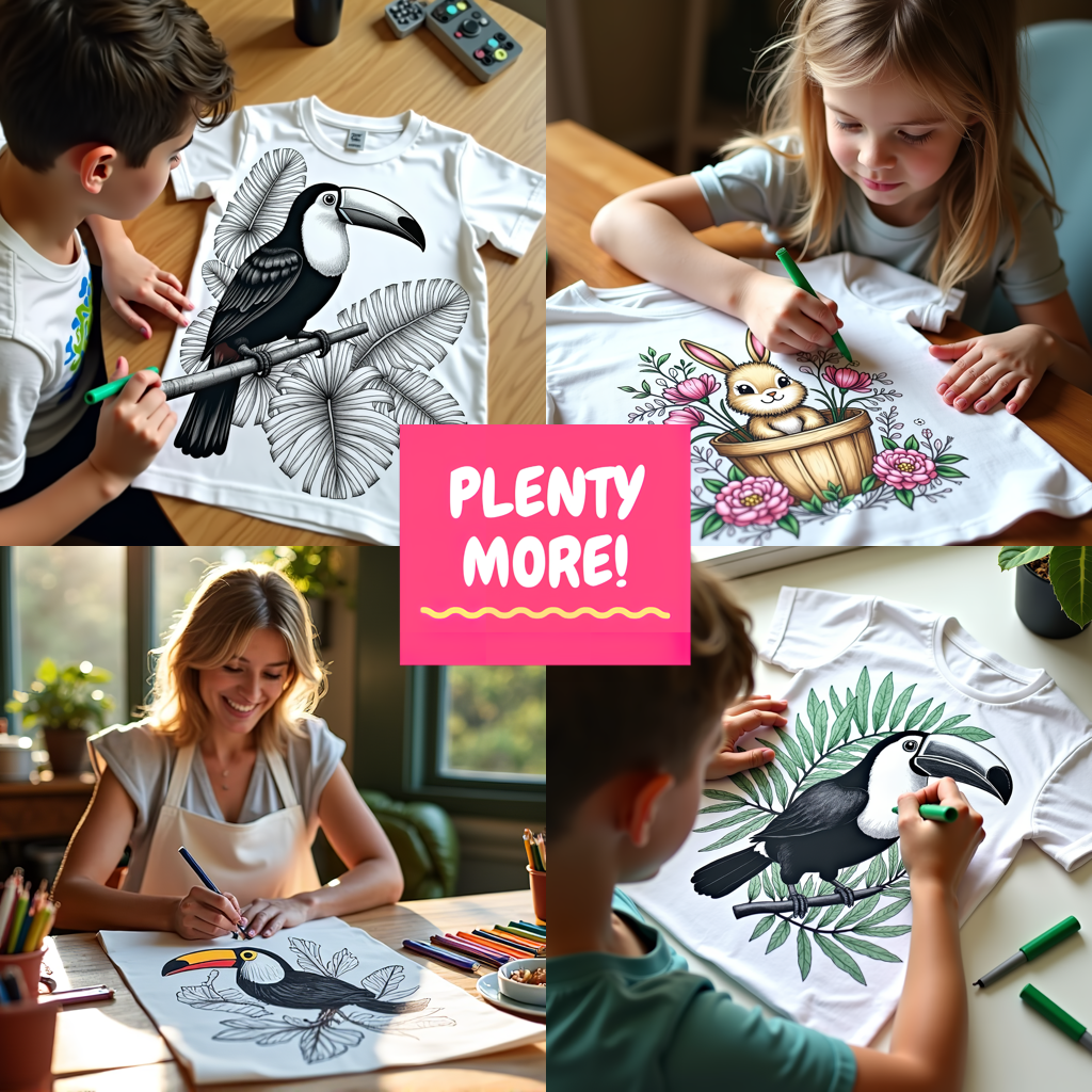 Women's T-shirt Coloring Kit with 10 Fabric Markers - Toucan