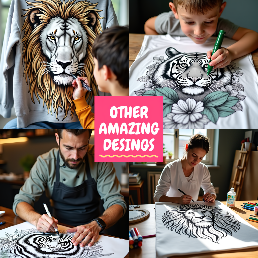 Adult Sweatshirt Coloring Kit with 10 Fabric Markers - Lion's Mane