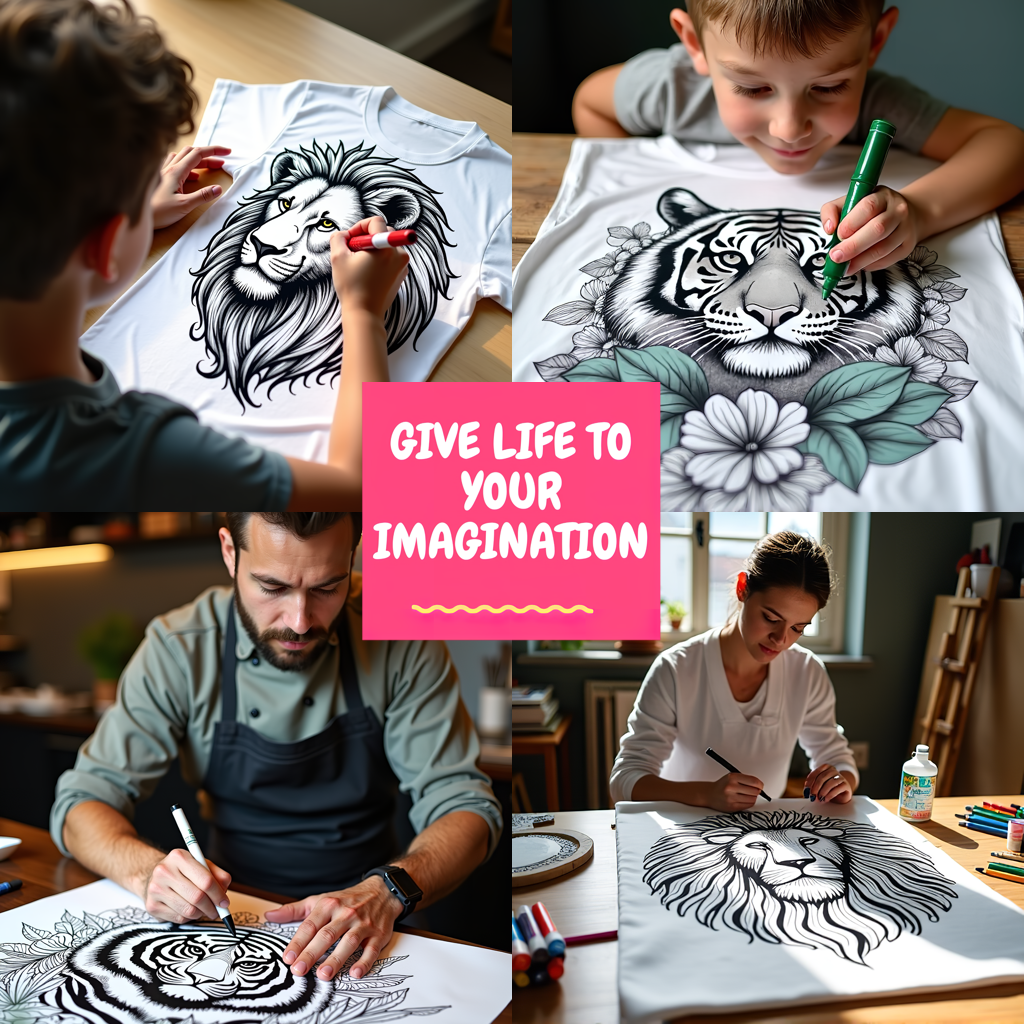 Unisex T-shirt Coloring Kit with 10 Fabric Markers - Lion's Mane