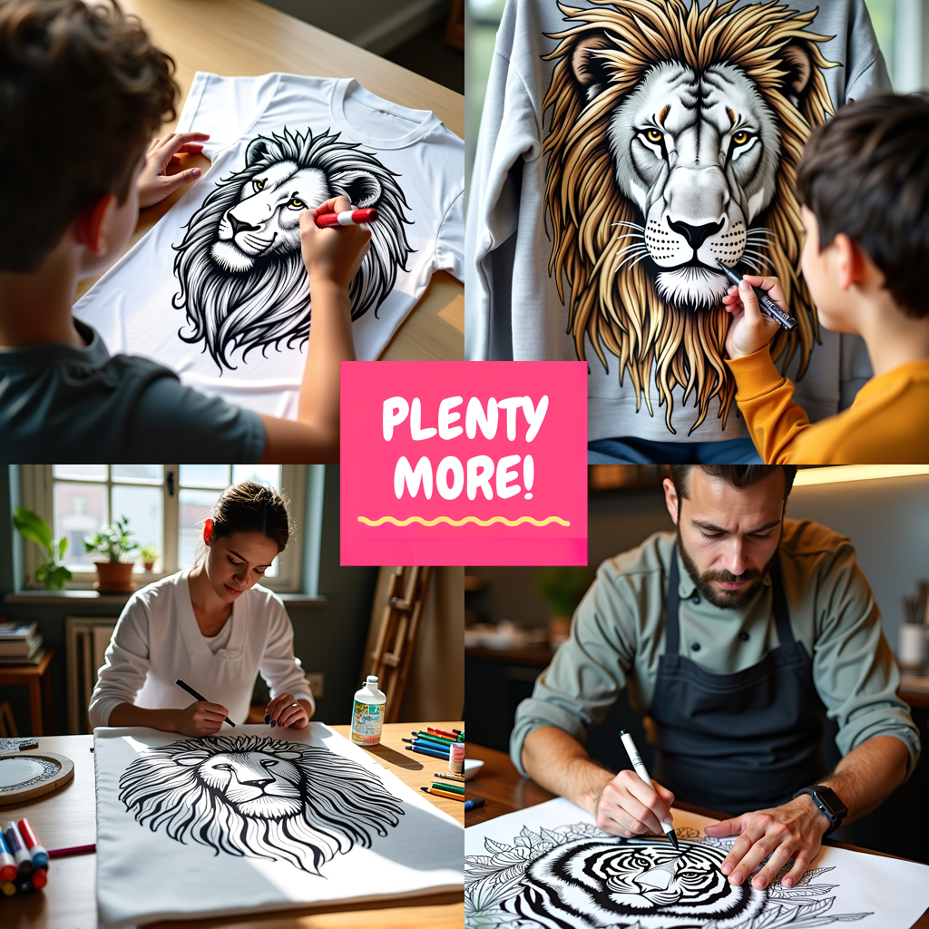 Women's T-shirt Coloring Kit with 10 Fabric Markers - Lion's Mane