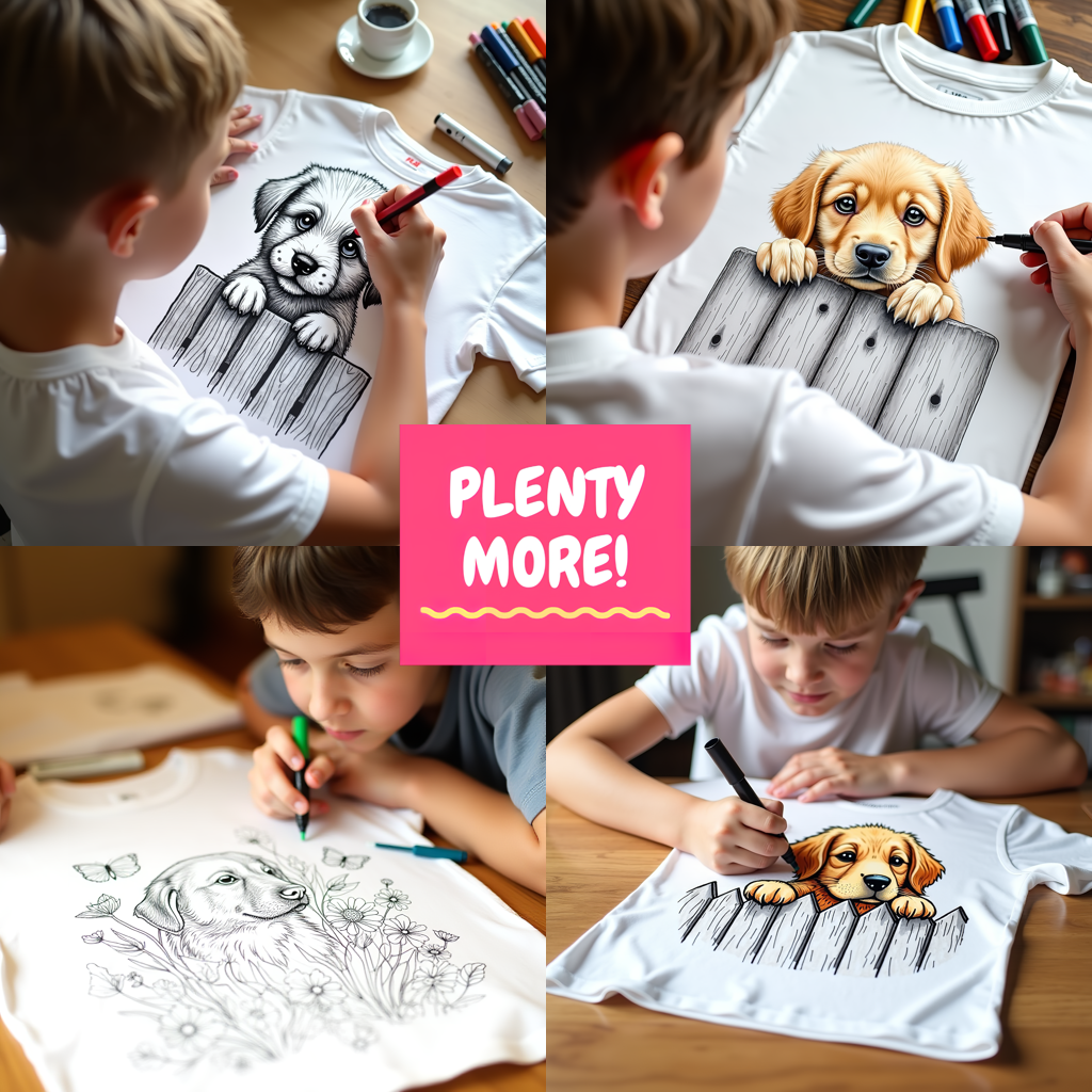 Adult Sweatshirt Coloring Kit with 10 Fabric Markers - Puppy