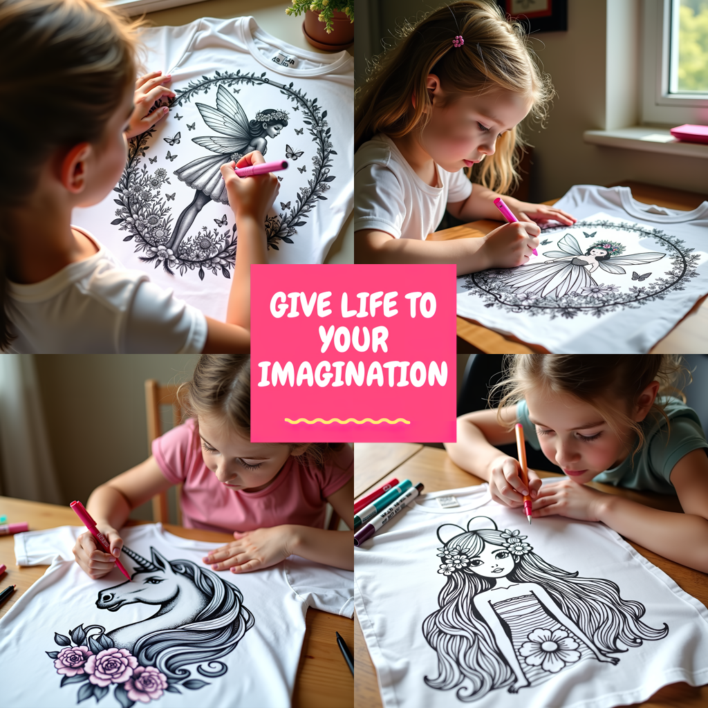 Adult Sweatshirt Coloring Kit with 10 Fabric Markers - Garden Fairy