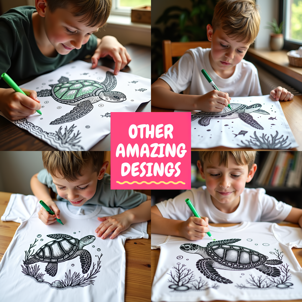 Adult Sweatshirt Coloring Kit with 10 Fabric Markers - Sea Turtle