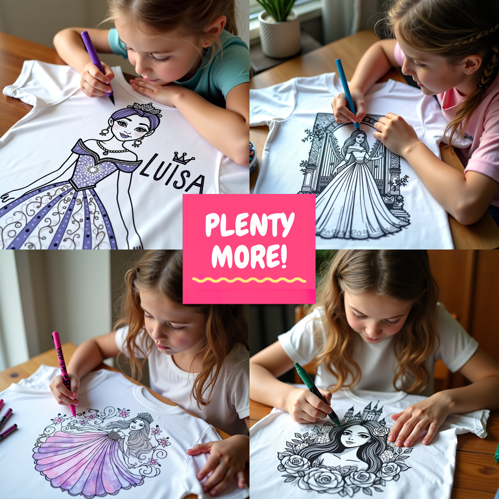 Adult Sweatshirt Coloring Kit with 10 Fabric Markers - Elegant Princess