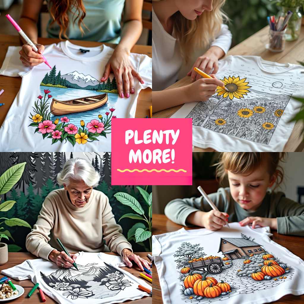 Adult Sweatshirt Coloring Kit with 10 Fabric Markers - Mountain Lake