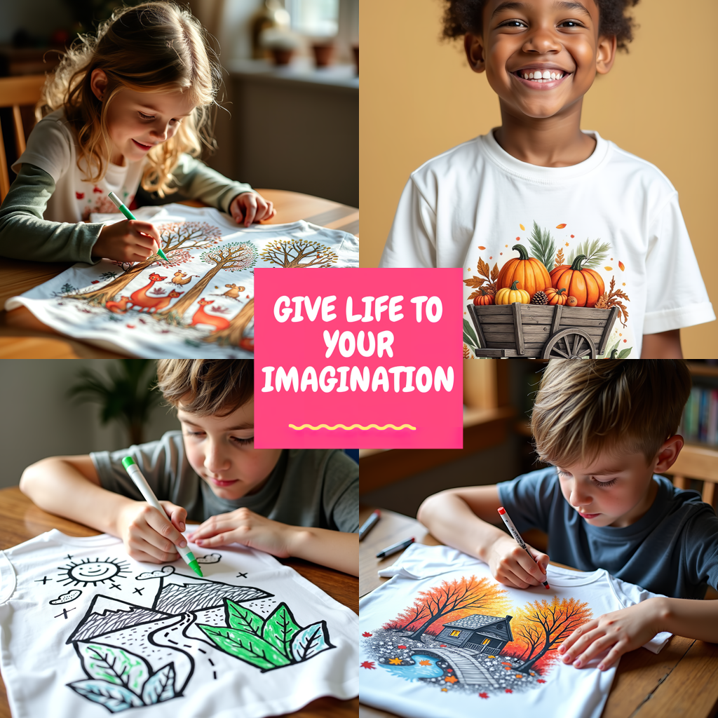 Kid's T-shirt Coloring Kit with 10 Fabric Markers - Pumpkin Patch