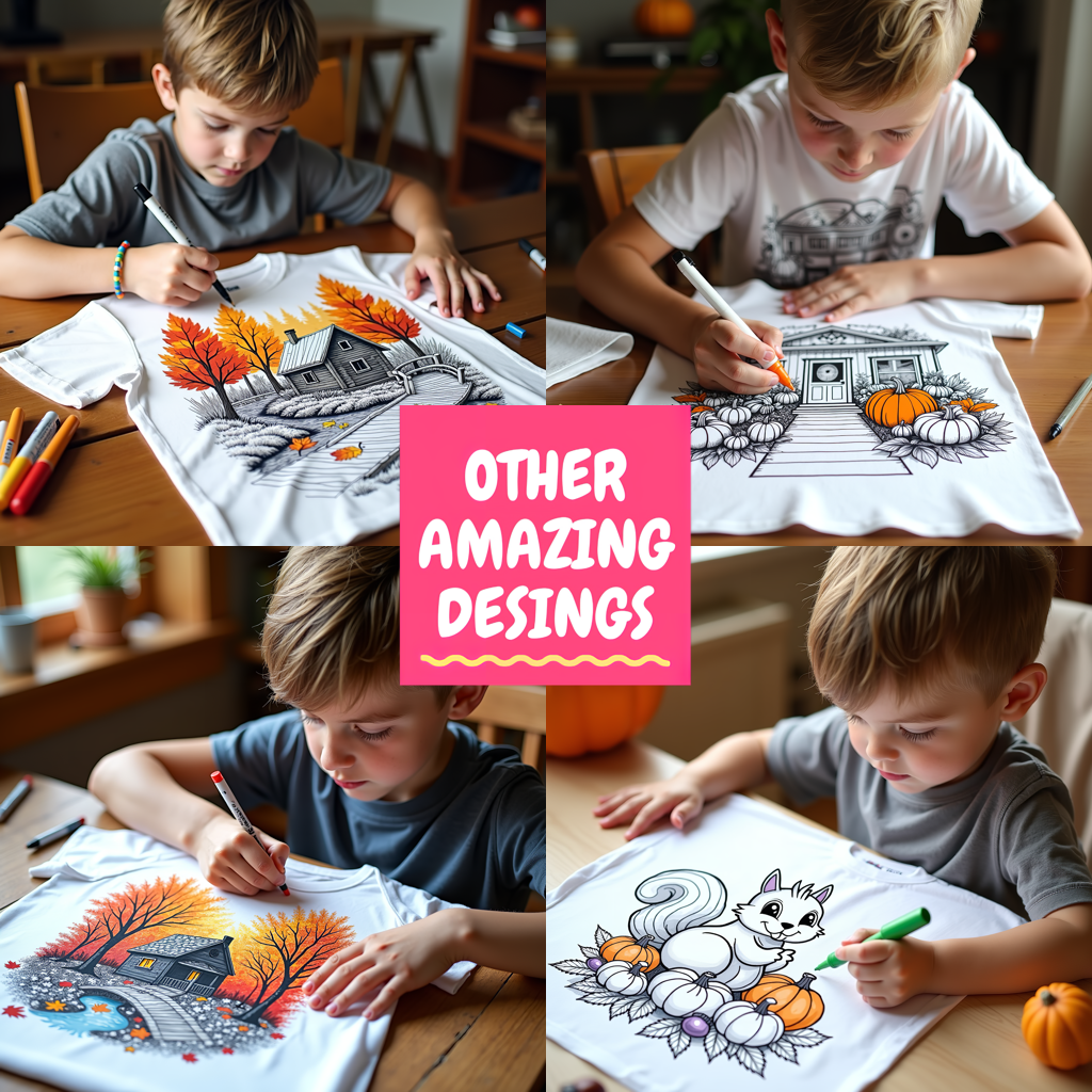 Unisex T-shirt Coloring Kit with 10 Fabric Markers - Pumpkin Patch