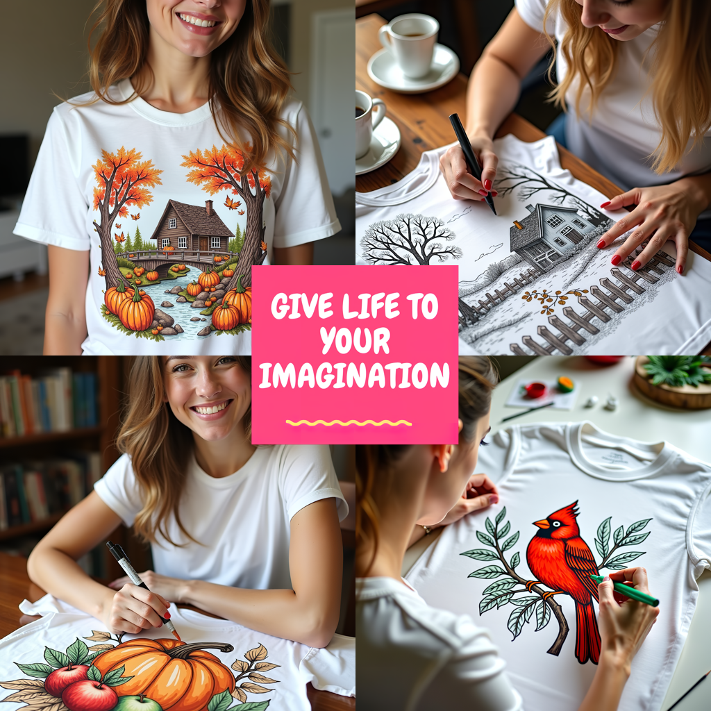 Women's T-shirt Coloring Kit with 10 Fabric Markers - Pumpkin Patch