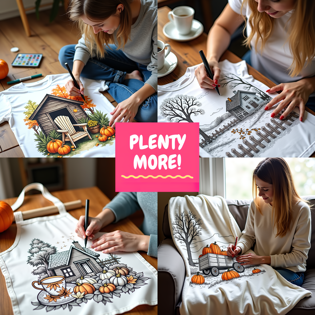 Adult Sweatshirt Coloring Kit with 10 Fabric Markers - Pumpkin Garden