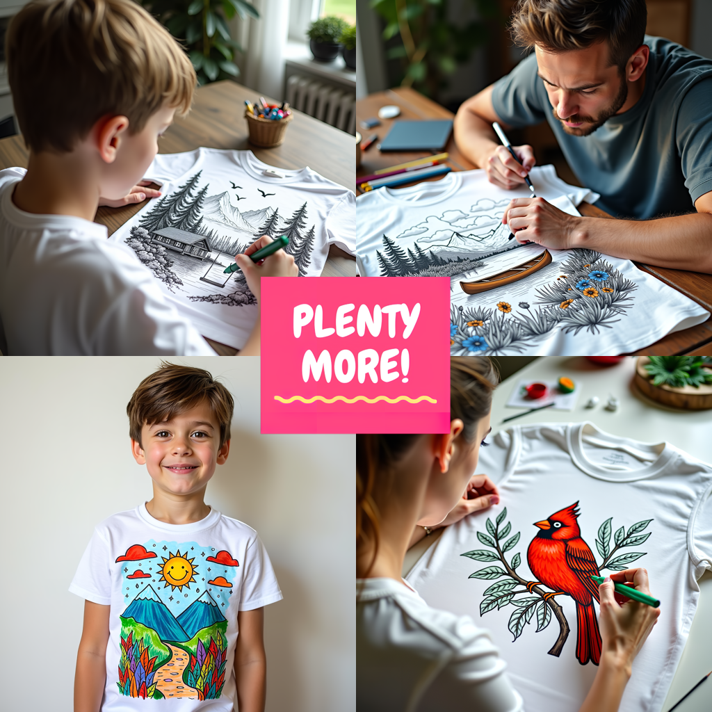 Unisex T-shirt Coloring Kit with 10 Fabric Markers - Pumpkin Garden
