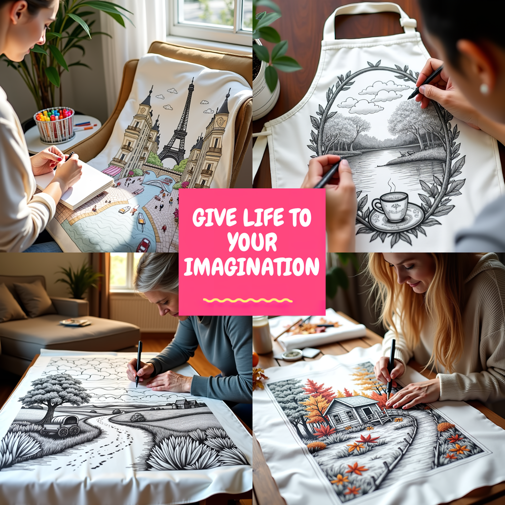 Adult Sweatshirt Coloring Kit with 10 Fabric Markers - Autumn Setting
