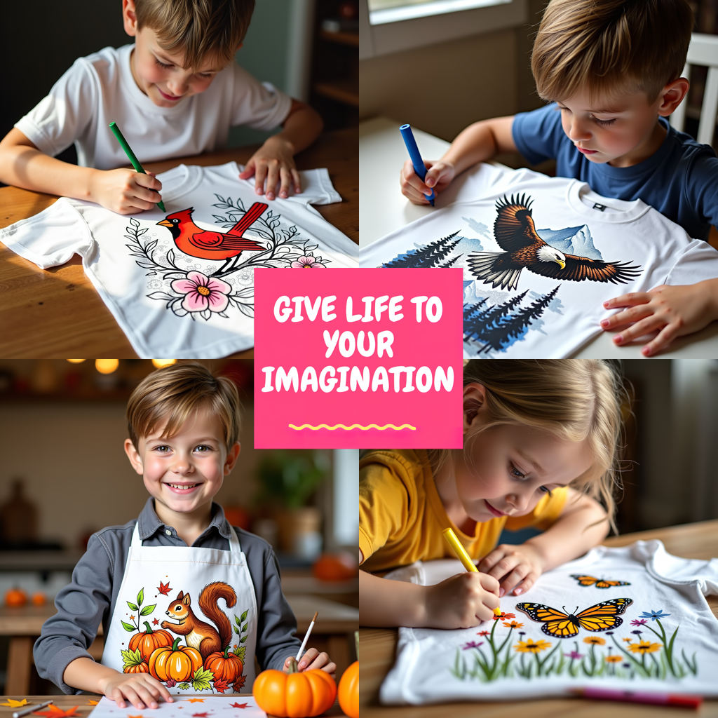 Kid's T-shirt Coloring Kit with 10 Fabric Markers - Sailboat