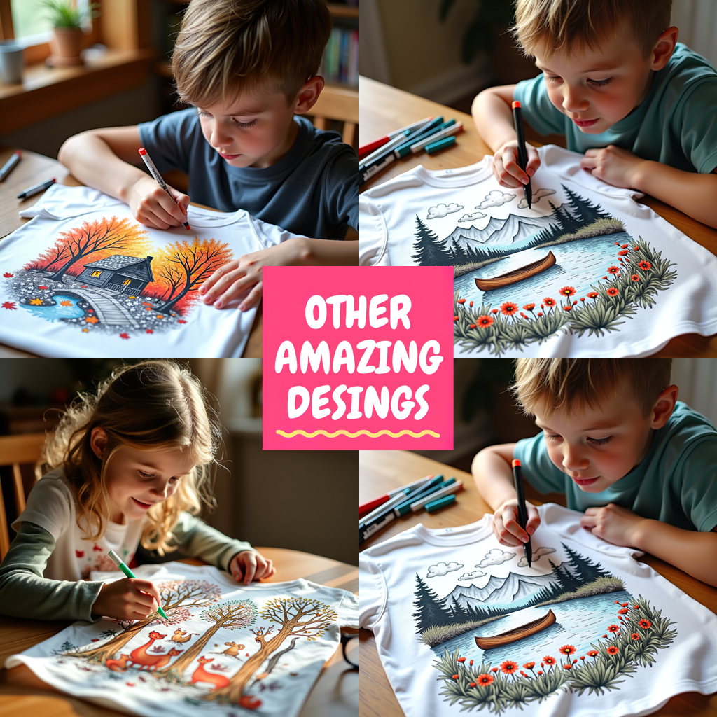 Kid's T-shirt Coloring Kit with 10 Fabric Markers - Lake