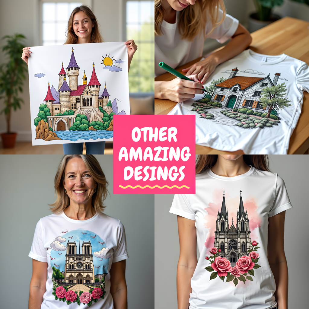 Women's T-shirt Coloring Kit with 10 Fabric Markers - Hot Air Balloon Adventure