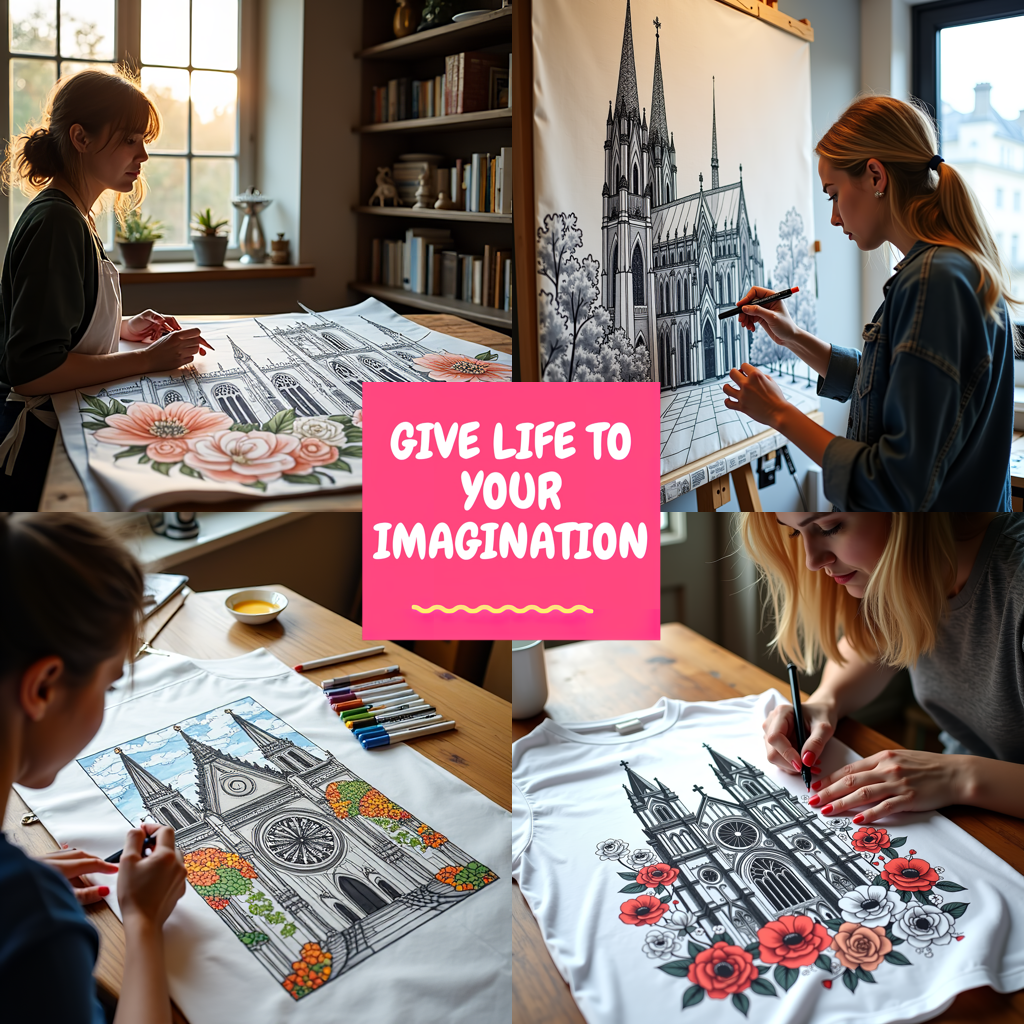 Adult Sweatshirt Coloring Kit with 10 Fabric Markers - Cathedral