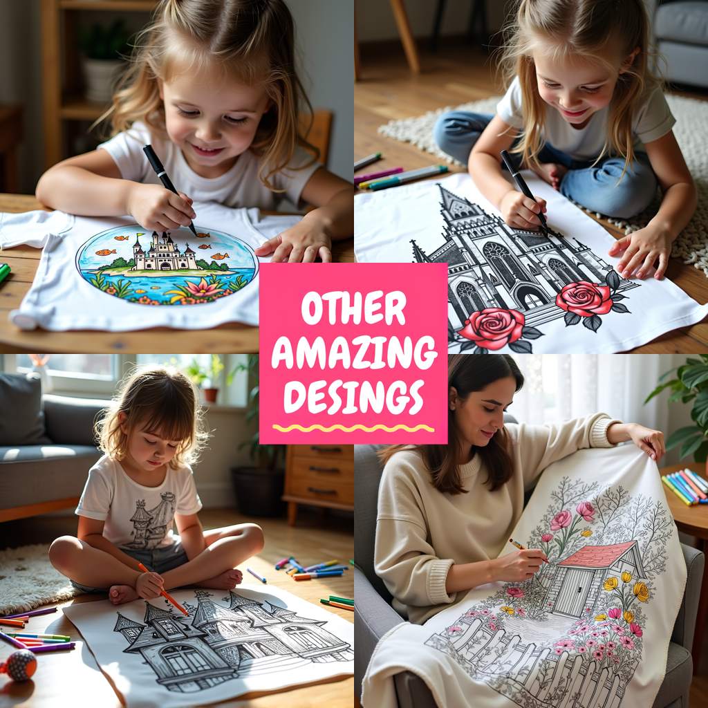 Kid's T-shirt Coloring Kit with 10 Fabric Markers - Cathedral