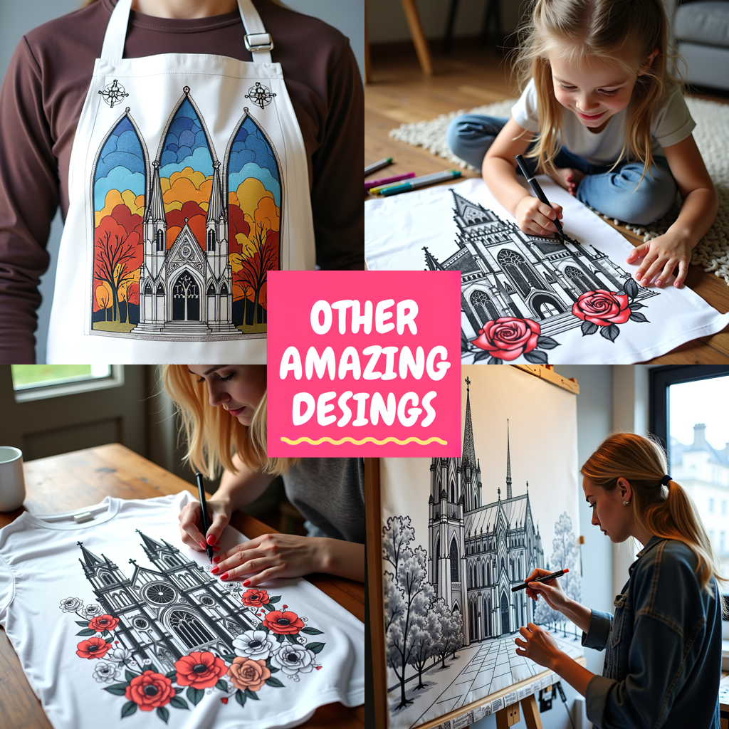 Unisex T-shirt Coloring Kit with 10 Fabric Markers - Cathedral