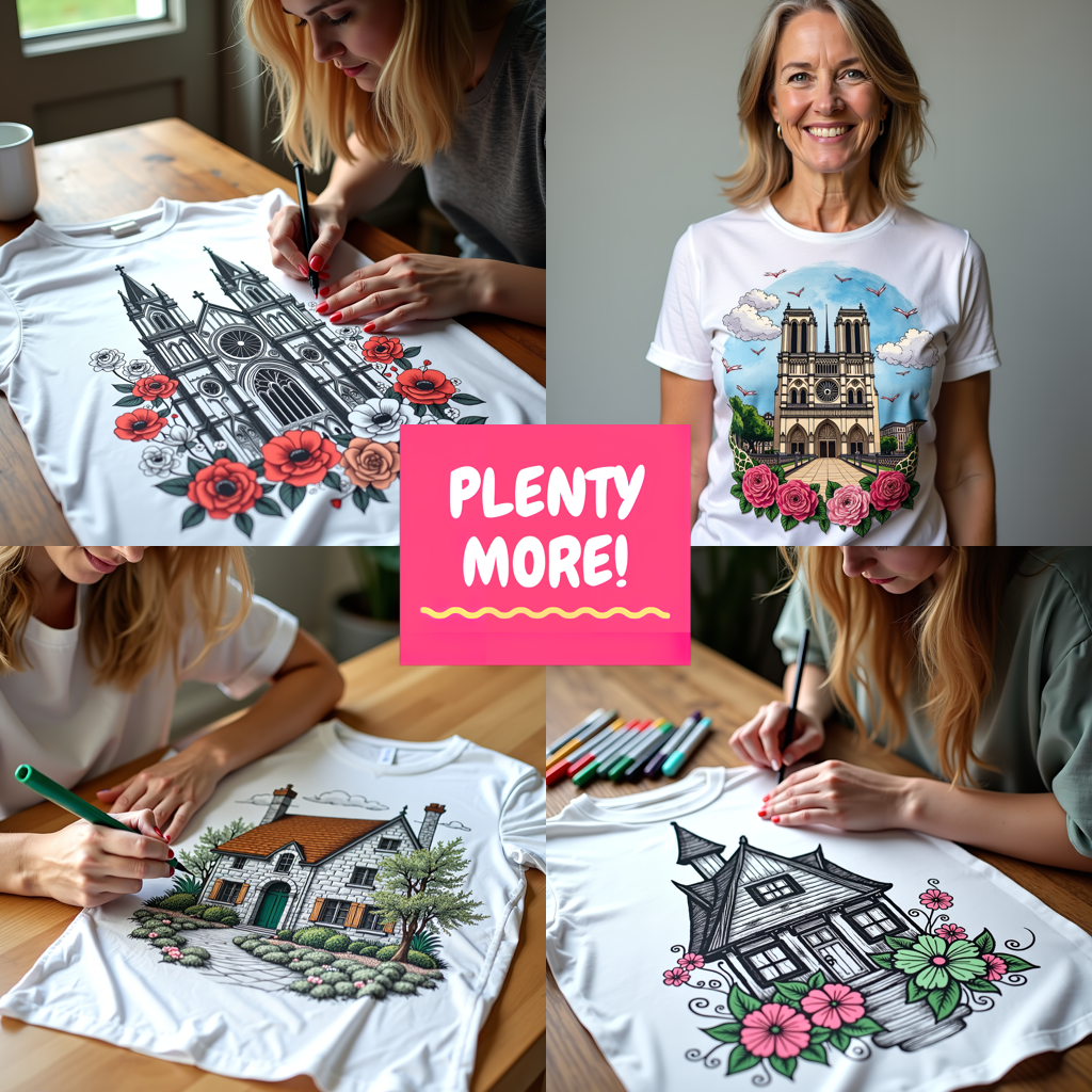 Women's T-shirt Coloring Kit with 10 Fabric Markers - Church