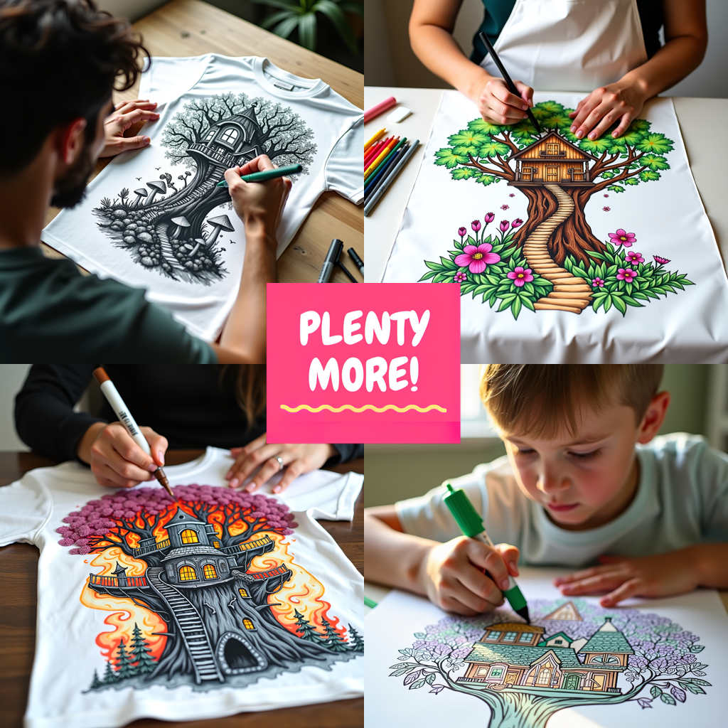 Adult Sweatshirt Coloring Kit with 10 Fabric Markers - Magical Treehouse