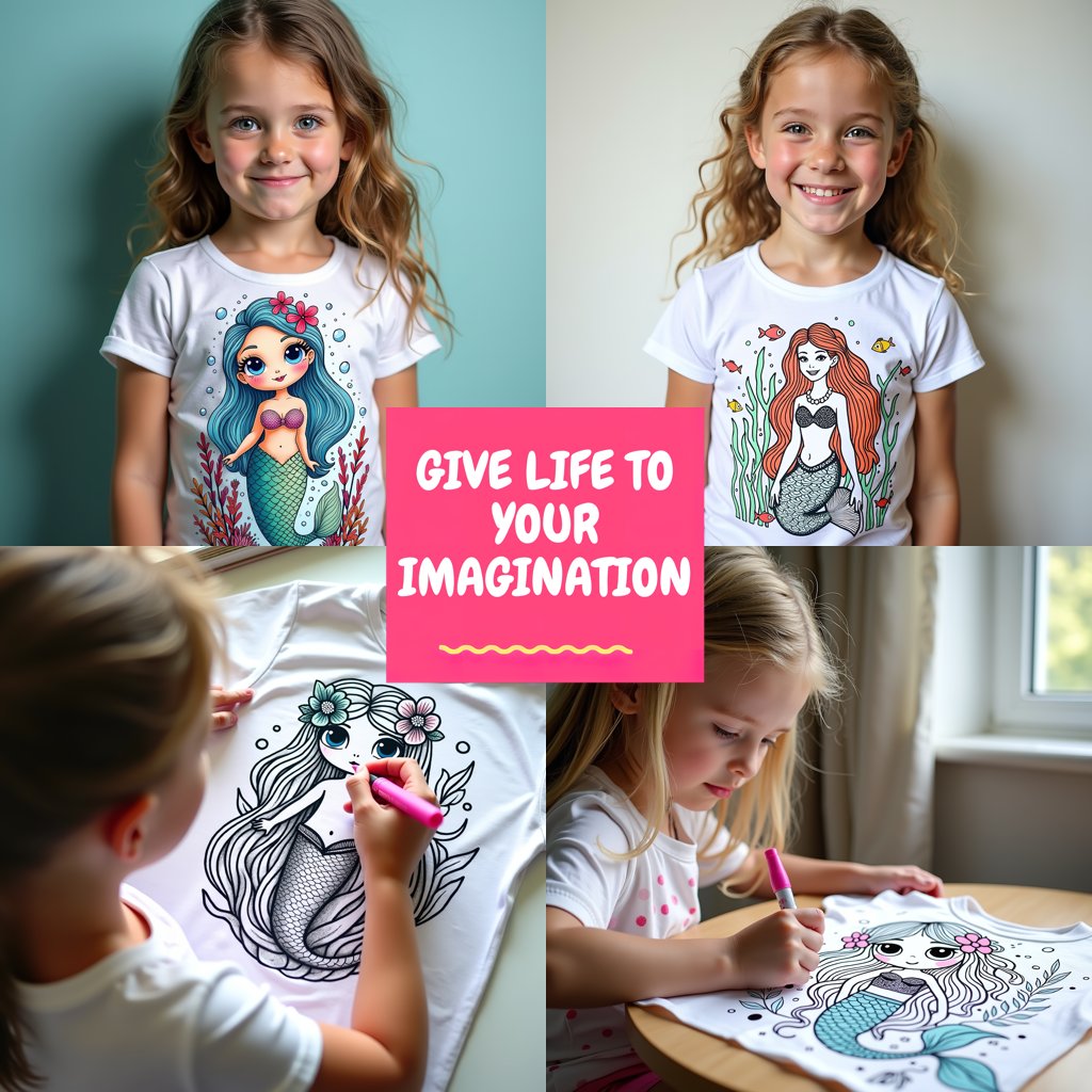 Adult Sweatshirt Coloring Kit with 10 Fabric Markers - Underwater Mermaid