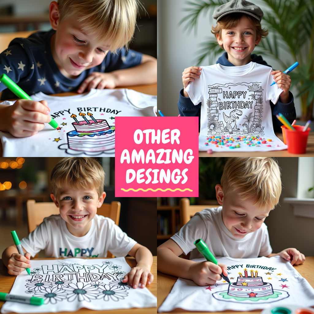 Adult Sweatshirt Coloring Kit with 10 Fabric Markers - Birthday Cake