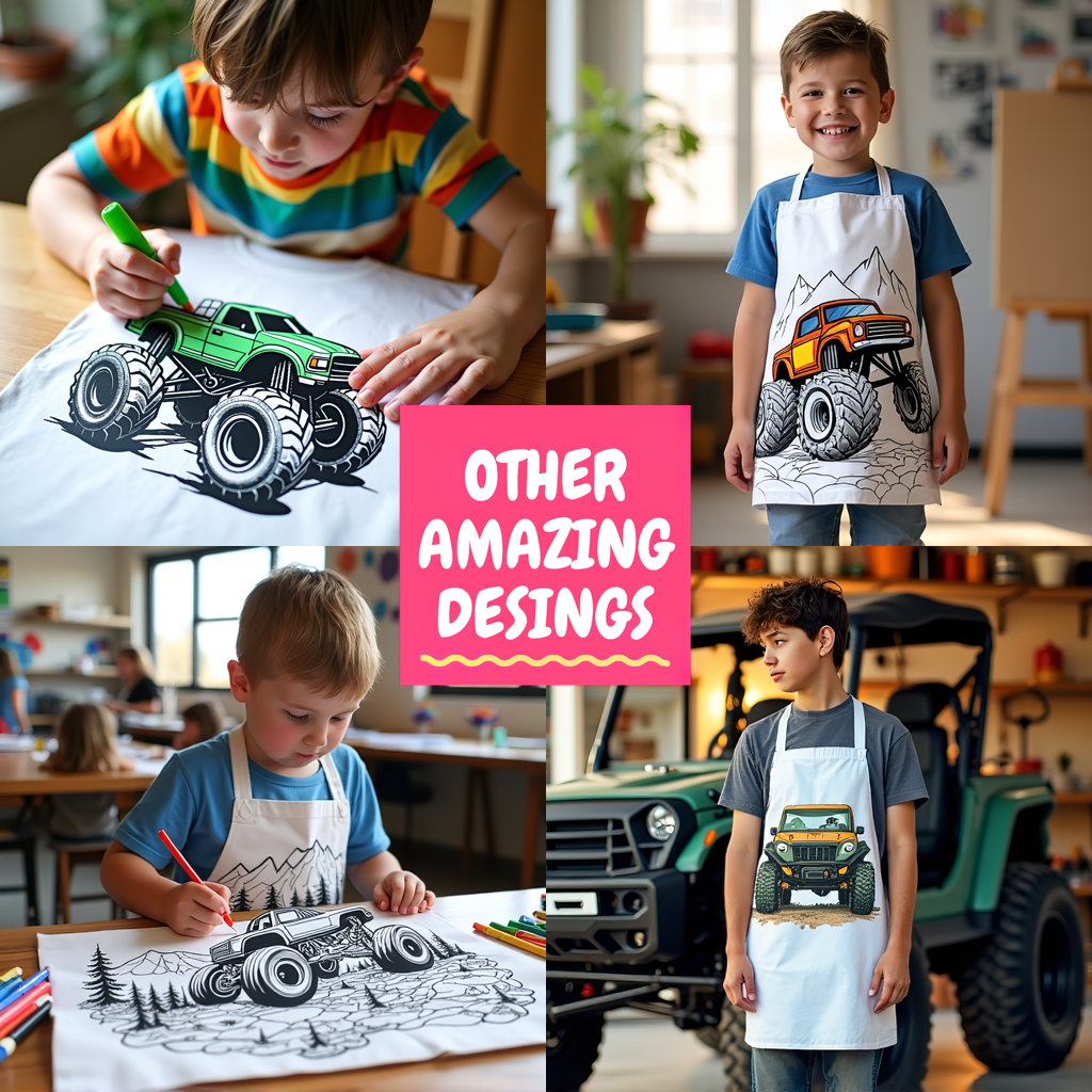 Adult Sweatshirt Coloring Kit with 10 Fabric Markers - Monster Truck
