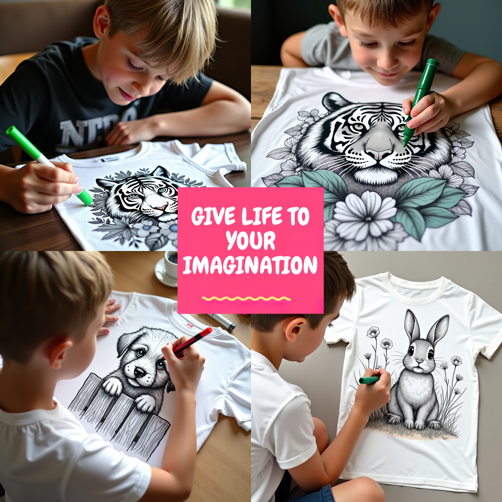 Women's T-shirt Coloring Kit with 10 Fabric Markers - Wild Tiger
