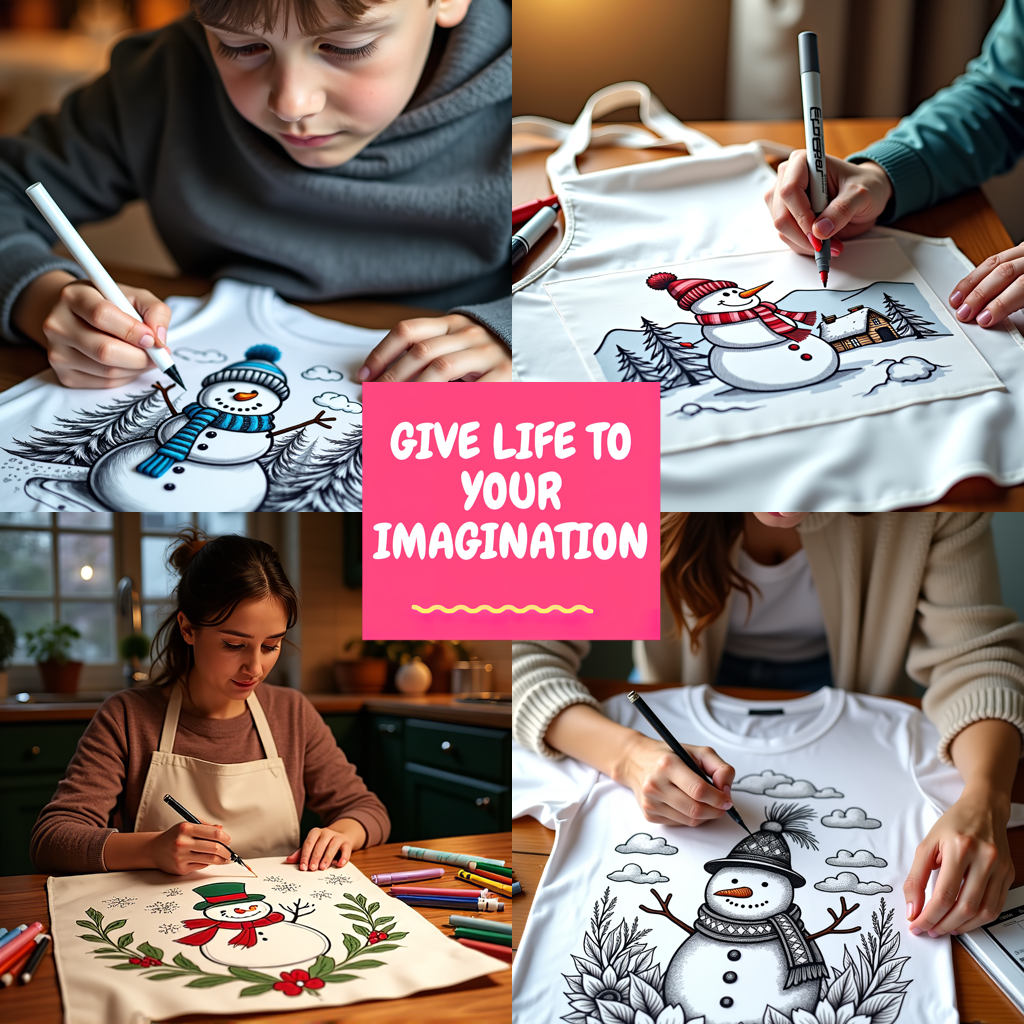 Adult Sweatshirt Coloring Kit with 10 Fabric Markers - Christmas Snowman