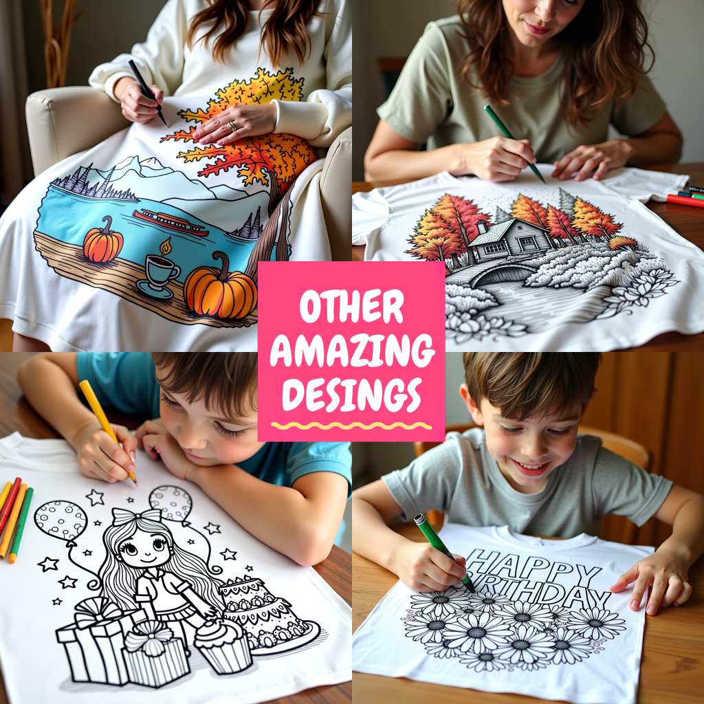Adult Sweatshirt Coloring Kit with 10 Fabric Markers - Birthday Bear