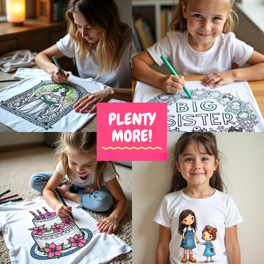 Women's T-shirt Coloring Kit with 10 Fabric Markers - Birthday Bear