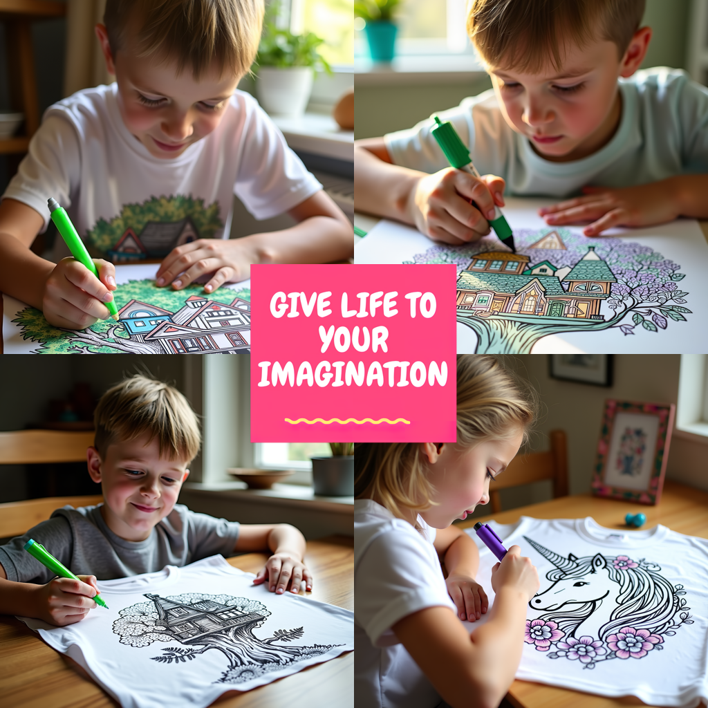 Kid's T-shirt Coloring Kit with 10 Fabric Markers - Sweaters