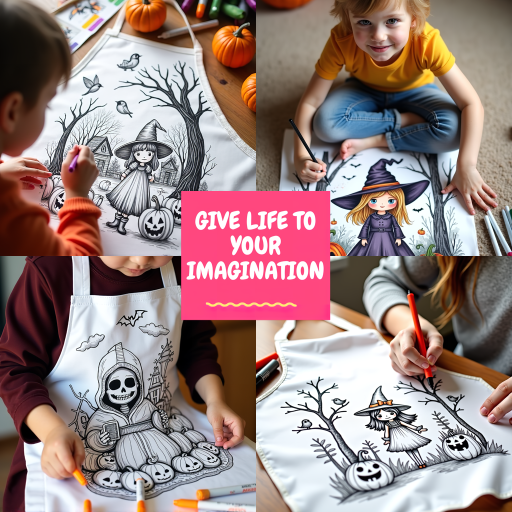 Adult Sweatshirt Coloring Kit with 10 Fabric Markers - Halloween Girl
