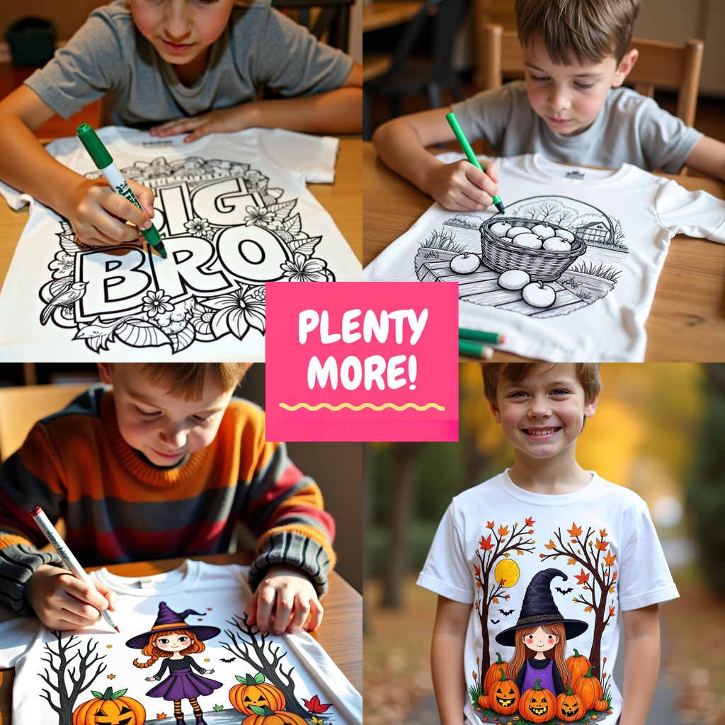 Unisex T-shirt Coloring Kit with 10 Fabric Markers - Halloween Girl