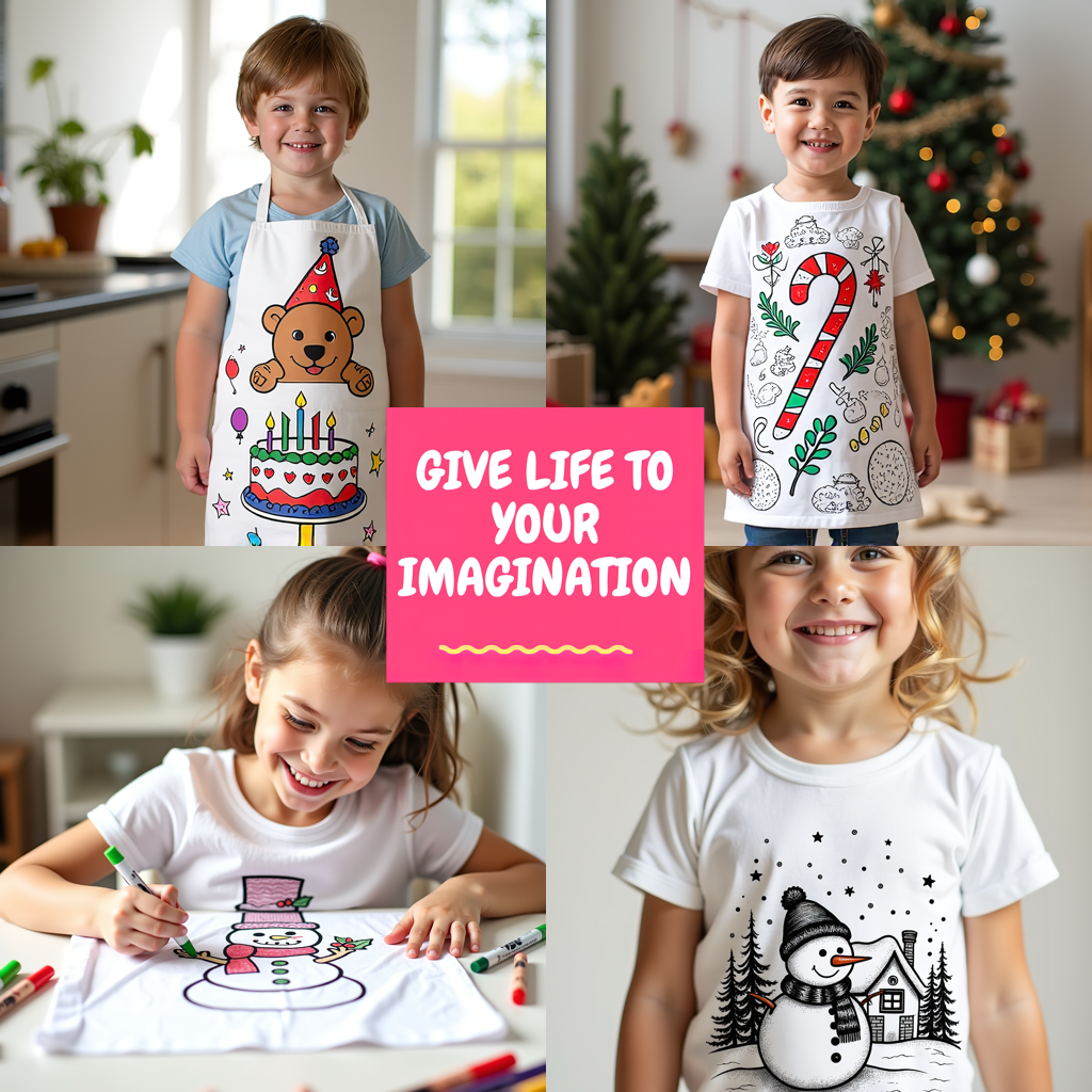 Kid's T-shirt Coloring Kit with 10 Fabric Markers - Festive Bells