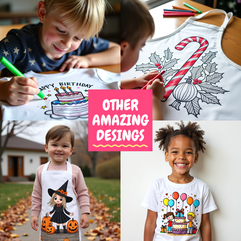Unisex T-shirt Coloring Kit with 10 Fabric Markers - Festive Bells