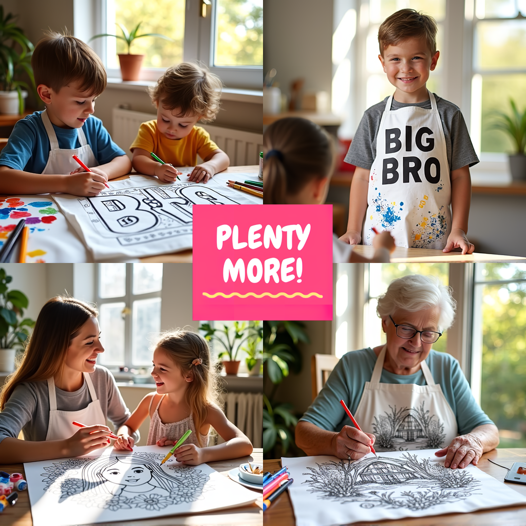 Kid's T-shirt Coloring Kit with 10 Fabric Markers - Grandpa with Grandchildren