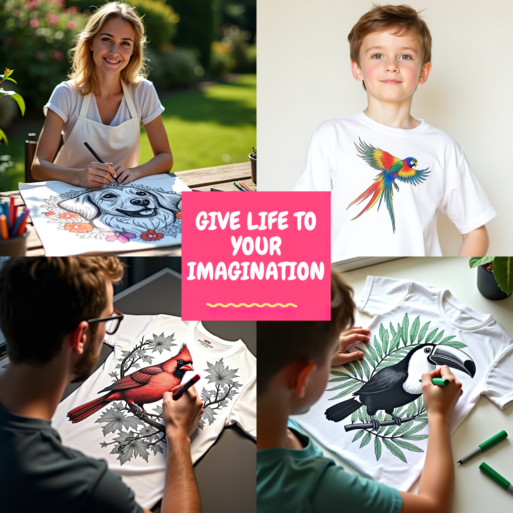 Unisex T-shirt Coloring Kit with 10 Fabric Markers - Calm Elephant