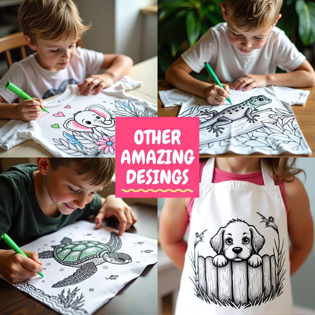 Women's T-shirt Coloring Kit with 10 Fabric Markers - Calm Elephant