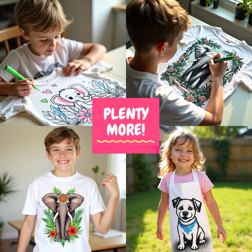 Adult Sweatshirt Coloring Kit with 10 Fabric Markers - Cute Elephant