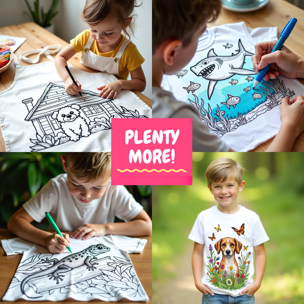 Kid's T-shirt Coloring Kit with 10 Fabric Markers - Tiger