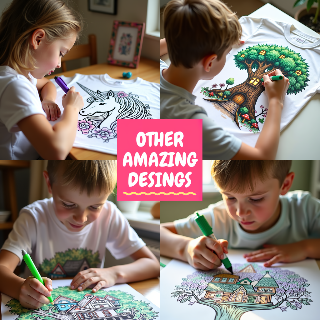 Unisex T-shirt Coloring Kit with 10 Fabric Markers - Child Astronaut