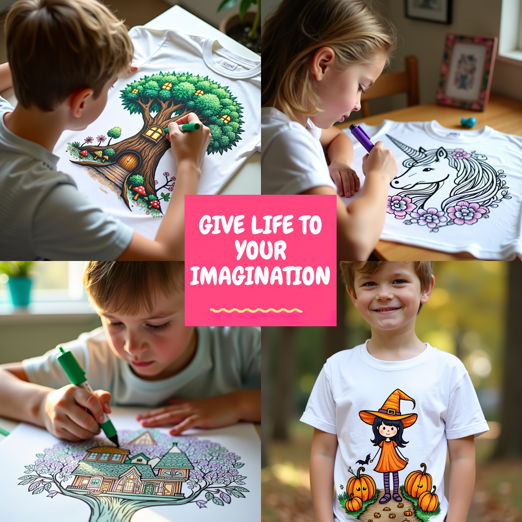 Kid's T-shirt Coloring Kit with 10 Fabric Markers - Astronaut
