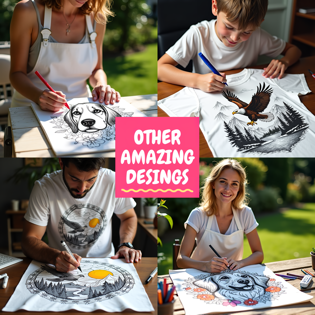 Adult Sweatshirt Coloring Kit with 10 Fabric Markers - Deer in Snowy Forest