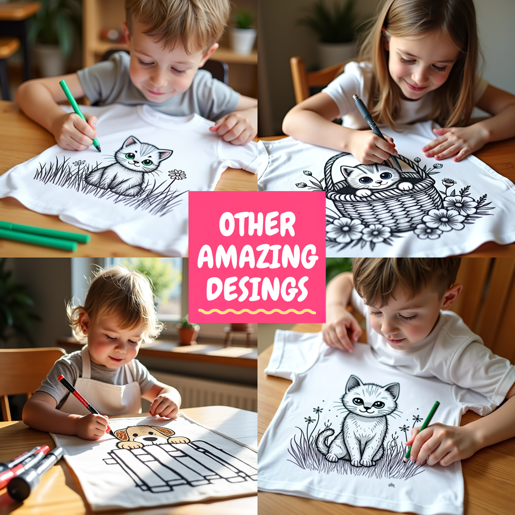 Unisex T-shirt Coloring Kit with 10 Fabric Markers - Baby Goat